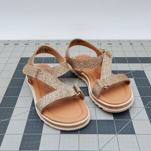 Cynthia Rowley Sandals Girls Toddler Size 8 Gold Glitter Straps Hook & Loop